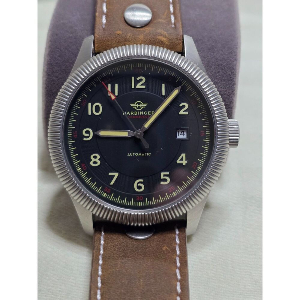 Harbinger Conquest HC1 Automatic Pilot Watch Sapphire Leather + Steel Bracelet